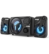 Smalody Computer Speakers with Subwoofer, 2.1 Loud Sound System Speakers, Cool Blue LED, Multimed...