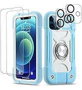 Cookiver for iPhone 12/iPhone 12 Pro Case 6.1 Inch with Ring Stand, with 2 Pack Glass Screen Prot...
