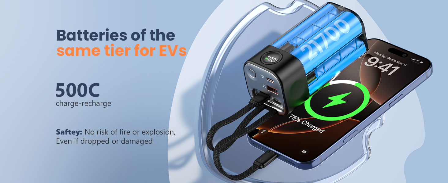 tsa airline approved power bank with built in cable smallest rechargeable fast