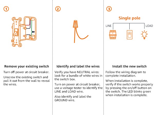 single pole dimmer installation
