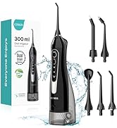 COSLUS Water Dental Flosser Teeth Pick: Portable Cordless Oral Irrigator 300ML Rechargeable Trave...