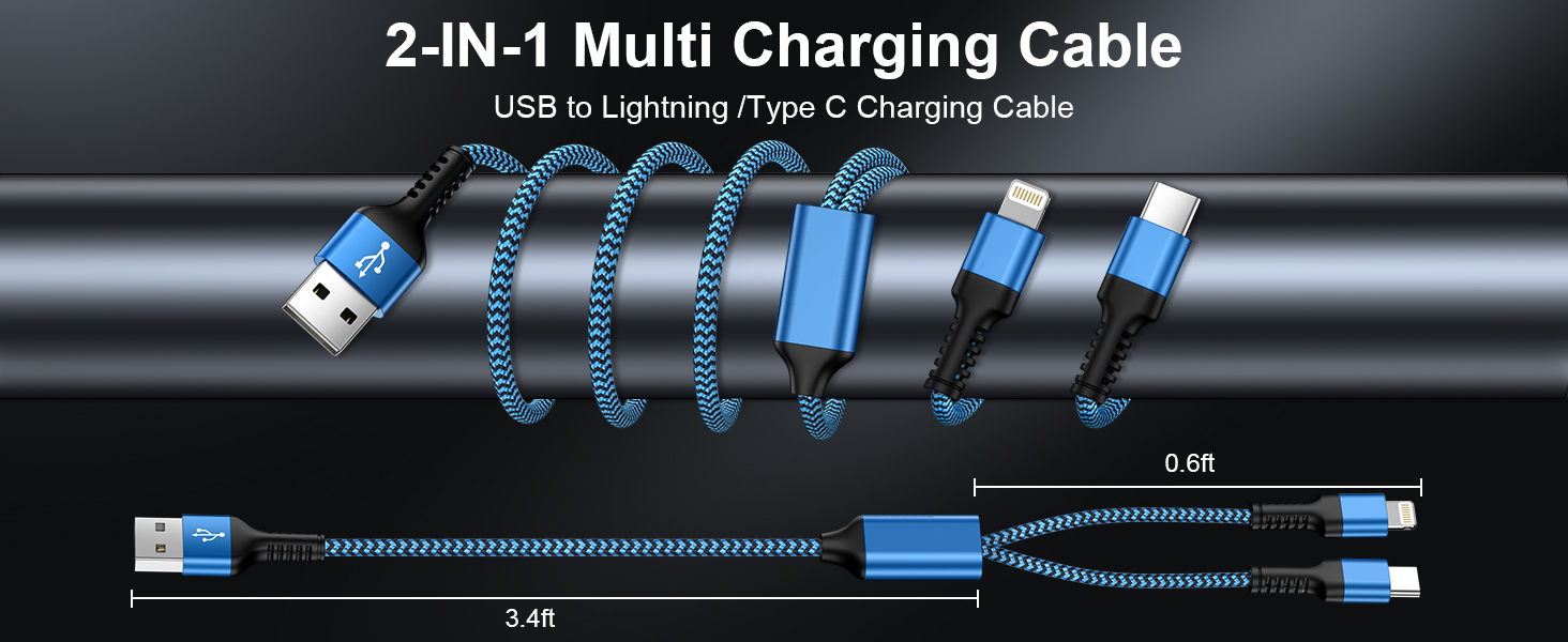 multi charging cable 2 in 1 fast charge
