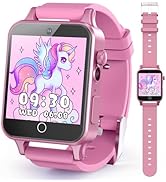 Kids Watches Girls Toys for Age 5-12, HD Camera Touchscreen Smart Watch for Kids, Learn Card, Ala...