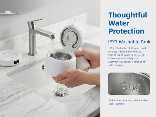 100% Washable: IPX7-rated tank for easy rinsing under the tap.