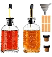 gegewawa Glass Coffee Syrup Dispenser Bottles Set 2 Pack 7 OZ, Simple Syrup Bottles with Metal Po...