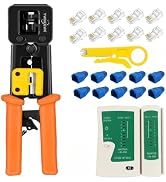 RJ45 Crimp Tool Kit Pass Through Cat5 Cat5e Cat6 Crimper(Tool Set 202) | Ethernet Crimper for Cat...