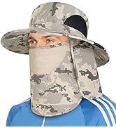 Fishing Hat with Face Cover Neck Flap Wide Brim UPF50+ Sun Protection for Men