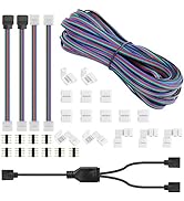 SUPERNIGHT 5050 2835 4 Pin 10mm LED Light Strip Connector, 1 to 2 Way Splitter Cable, 32.8ft/10M ...