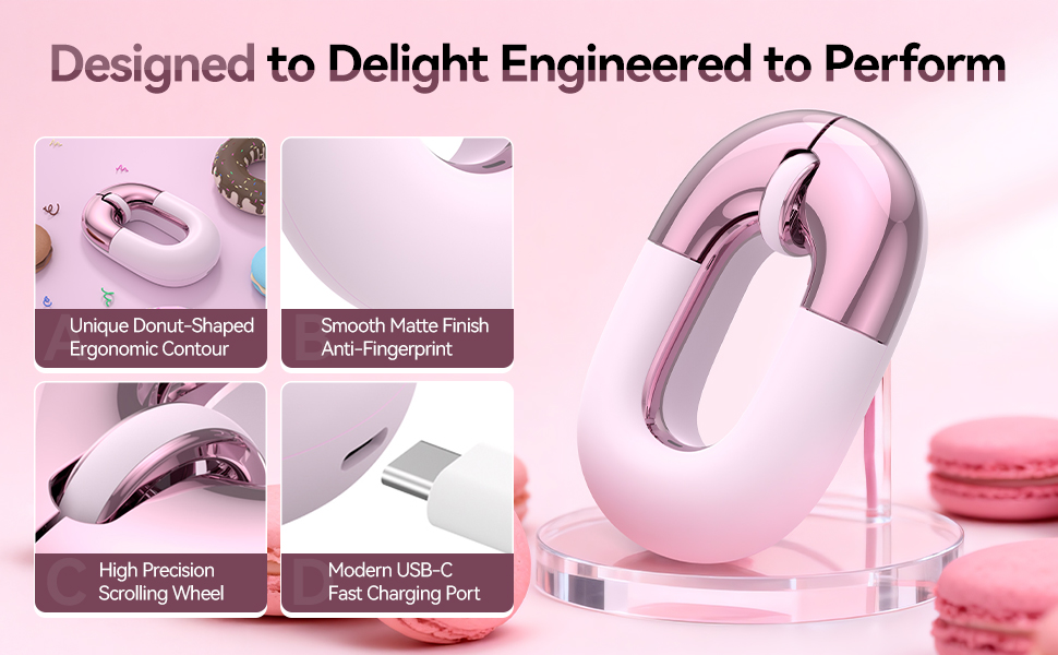 Wireless Mouse,Cute Donut Shape &amp; Silent Click