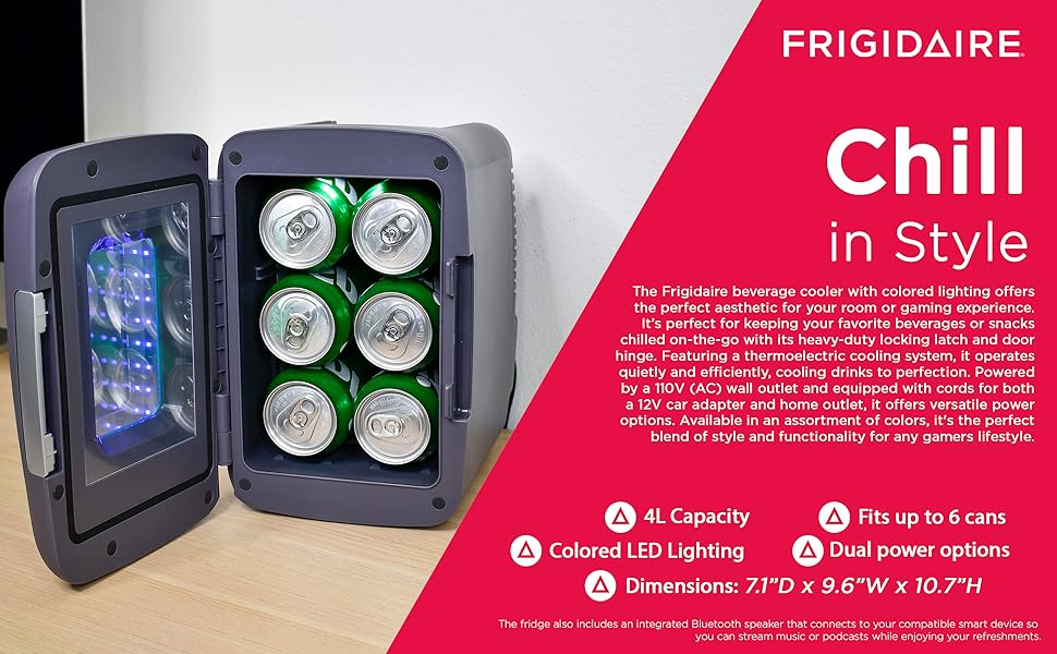 Frigidaire light up mini fridge cooler