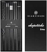 GLAMFIELDS 5 Pairs Premium Chopsticks Reusable Dishwasher Safe 9.5 Inch Fiberglass Chop Sticks Gi...