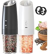 Salt and Pepper Grinder Set Rechargeable, Automatic Electric Pepper and Salt Mill Shaker with Adj...