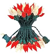 BOHON Christmas Lights Outdoor Faceted C6 50 LED 25ft Plug in Fairy Twinkle String Lights Waterpr...