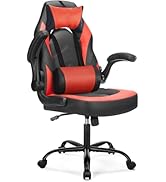DUMOS Ergonomic Gaming Office Desk Chair with Flip-up Armrests for Adults, Height Adjustable PU L...