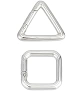 PH PandaHall 2 Styles 925 Sterling Silver Spring Gate Rings, Triangle Square Spring Clasp Connect...