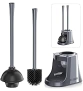 LOVLOY Toilet Plunger and Brush, Silicone Bowl Brush and Heavy Duty Toilet Plunger Set with Venti...