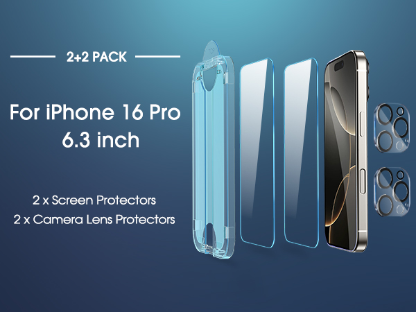amFilm OneTouch iPhone 16 Pro 6.3" Screen Protector Tempered Glass