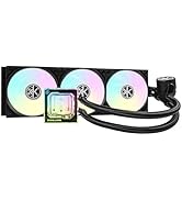 KINGCOOL Pure Flow 360-360 mm AIO CPU Liquid Cooler ARGB Black, Enhanced 4500RPM Transparent Wate...