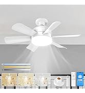 Socket Fan Light E26 Ceiling Fan 6 Speed with Natrual Wind 3000-6500 Color Temperature 200-1500Lu...