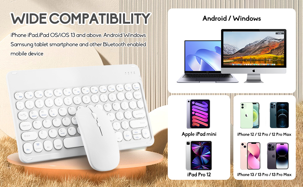 Bluetooth Keyboard and Mouse Combo for iPad - Rechargeable Wireless Keyboard