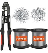 Sanuke Wire Rope Crimp Kit with 656ft 1/16 304 Stainless Steel Cable 7x7 Strand Core, 400PCS 1/16...
