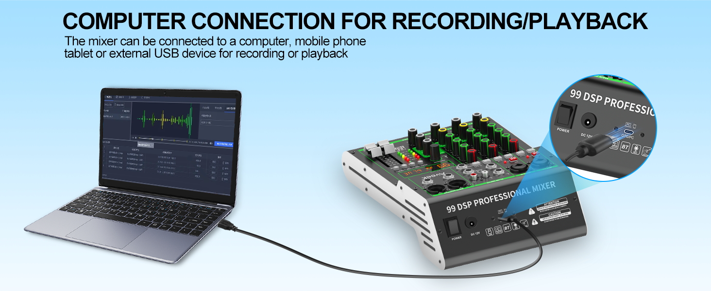 4 channel audio mixer DJ sound digital mixer board mixing console bluetooth stereo audio interface