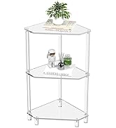 Eglaf Acrylic 3 Tier Triangle End Table - Corner Table &amp; Small Side Table for Living Room, Bedroo...