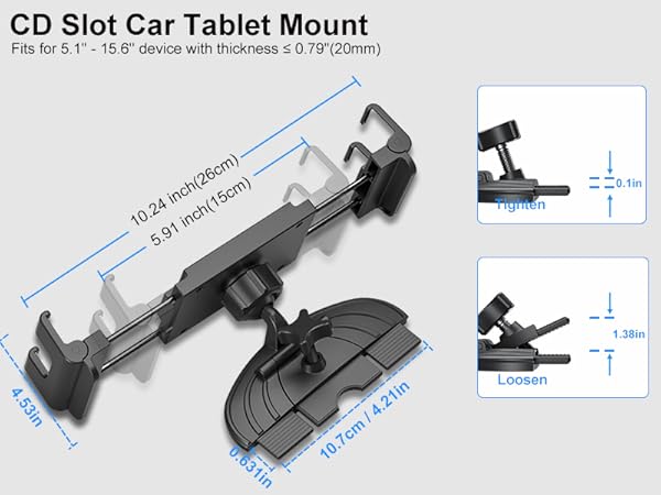 PLDHPRO CD Slot Tablet Car Mount for 5.1-15.6'' Devices, Universal iPad Holder for Car