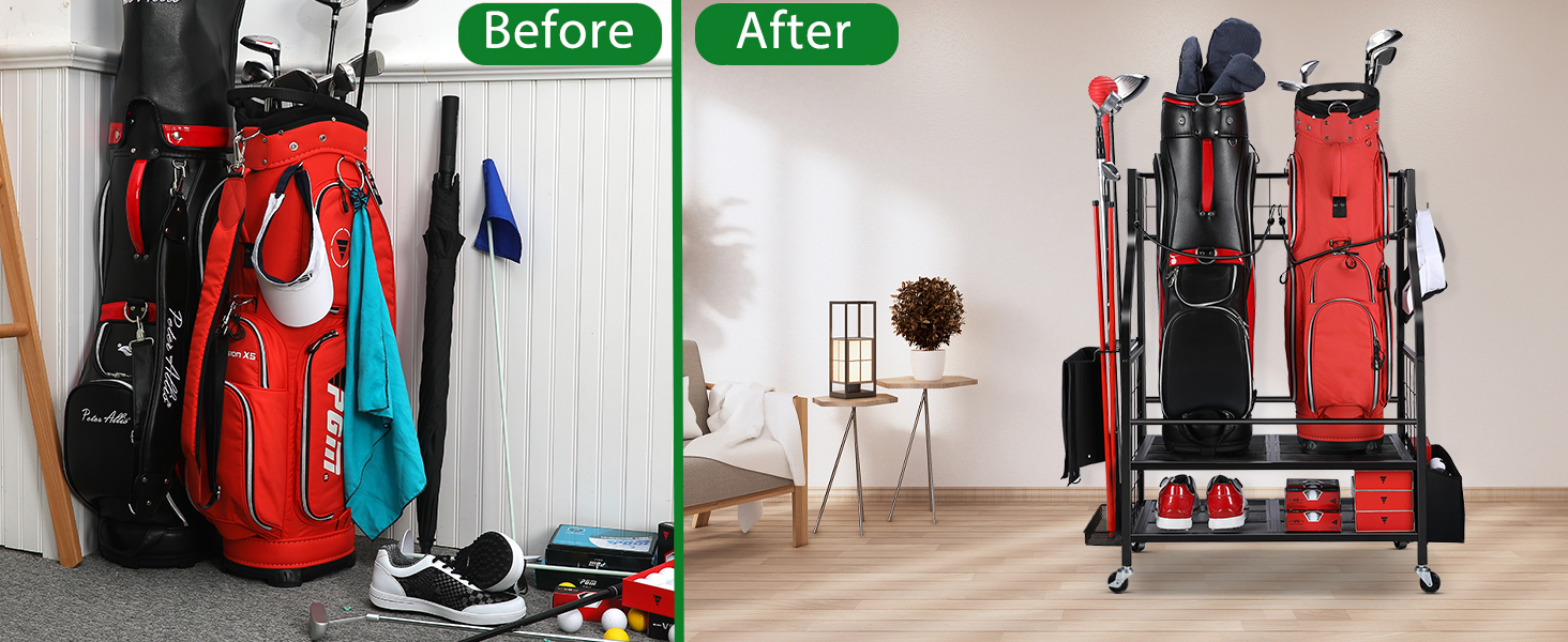 FHXZH Golf Bag Storage Garage Organizer 