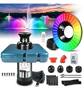 Goldlife Pond Fountain Aerator with Lights, F2 with F0-1 Light, 750W Floating Fountains Pump + 16...