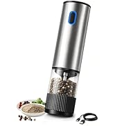 YZJSM Electric Pepper Grinder, USB-C Rechargeable Automatic Pepper Mill with Adjustable Coarsenes...