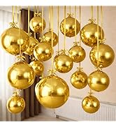 Togvu Gold Round Foil Balloons, 12PCS Different Sizes 4D Metallic Balloon Large Golden Sphere Mir...