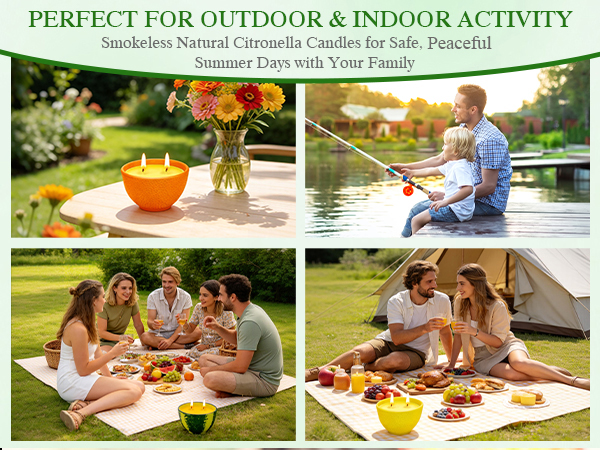 Natural citronella candles for peaceful summer days and perfect for outdoor and indoor activity.