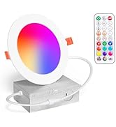 Recessed Lighting 4 Inch RGBCW Color Changing 12W LED Downlights with Junction Box,1080Lumens Can...
