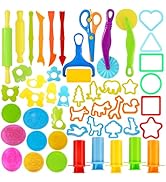 LCY WEDSHI Dough Tool Set, 49 Pcs Dough Tools Sets for Kids Ages 4-8, Dough Accessories Includes ...