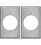 [2 Pack] BESTTEN 1-Gang 2.15 Inch Oversize Hole Stainless Steel Wall Plate with White or Clear Pl...