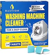 Bastion Washing Machine Cleaner Tablets 24 pack Powerful Descaler -Deep Cleaning for HE Front Loa...