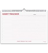 Hadigu Habit Tracker Calendar (Undated 12 Month) Colorful Motivational Design, Spiral Bound and H...