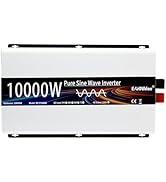 10000W Pure Sine Wave Power Inverter 72V to 220V AC, 20000W Peak, 2 AC Outlets QC3.0 USB, LED Dis...