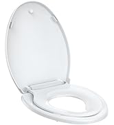 Toddler Toilet Seat – White Elongated Toilet Seat with Toddler Seat, Quick-Release &amp; Slow-Close H...