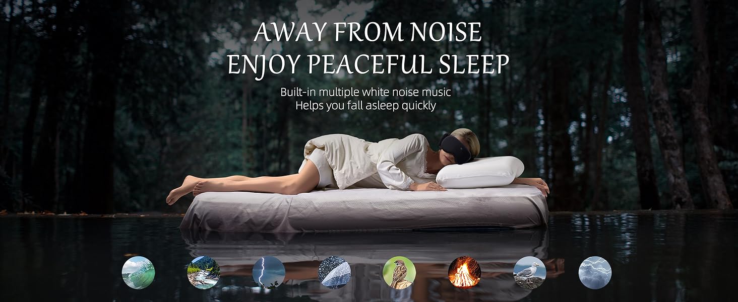 CLOZIA Sleep Headphones Wireless Bluetooth, White Noise Bluetooth Sleep Mask