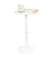 MaxSmeo Drink Table, Small Side Table for Small Spaces, Modern Round End Table with Fluted Wood L...