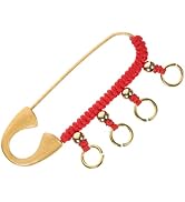 DEARMAMY Chinese Vintage Brooch Pin, Retro Amulet Safety Pin Brooch with 4 Loops, Feng Shui Brass...