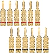WGGE WG-3333 24k Gold Plated Speaker Banana Plugs-Closed Screw Type (6 Pairs (12 Plugs))