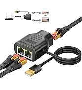 Snowkids Ethernet Splitter 1 to 2 High Speed 100Mbps, RJ45 Ethernet Splitter[2 Devices Simultaneo...