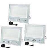 GLW LED Flood Lights 60W 3 Pack, 6000lm Super Bright Floodlight IP66 Waterproof Outdoor Security ...