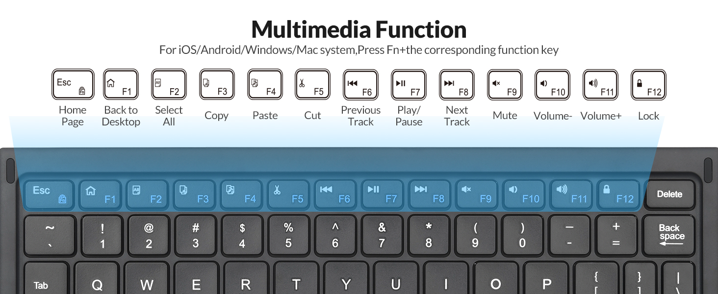 Rii Folding Keyboard with Multimedia Function