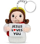 Handmade Crochet Jesus Keychain with Jesus Loves You Card Jesus Doll Keychain Emotional Support C...