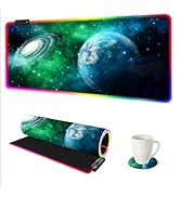 ARTSO Large RGB Gaming Mouse Pad, Led Big Mouse mat with 14 Light Modes, Extended Soft Computer K...