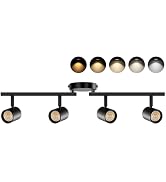 VANoopee 5-Color 4 Light Black LED Track Lighting Fixtures Ceiling for Kitchen, Dimmable Track Li...